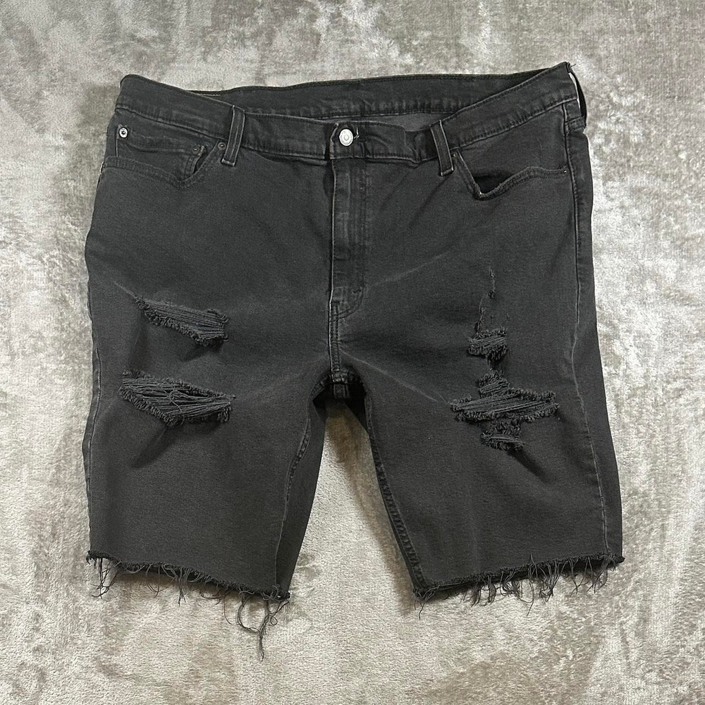 Levi's 511 Black Distressed Denim Cutoff Shorts Mens 44 Grunge Skater Streetwear